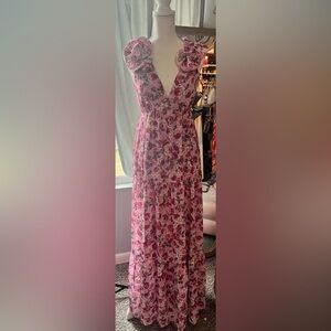 Francesca's Collections Pink Floral Maxi Dress
